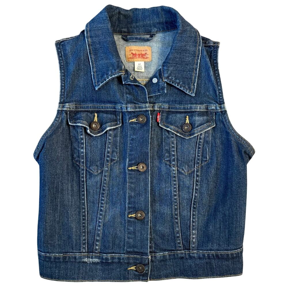 Levi Strauss & Co Trucker Denim Vest Button Front Jean Blue Size Kids Small